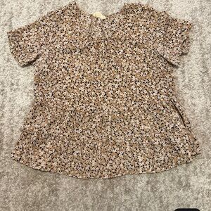 Sienna Sky Tan Floral Blouse